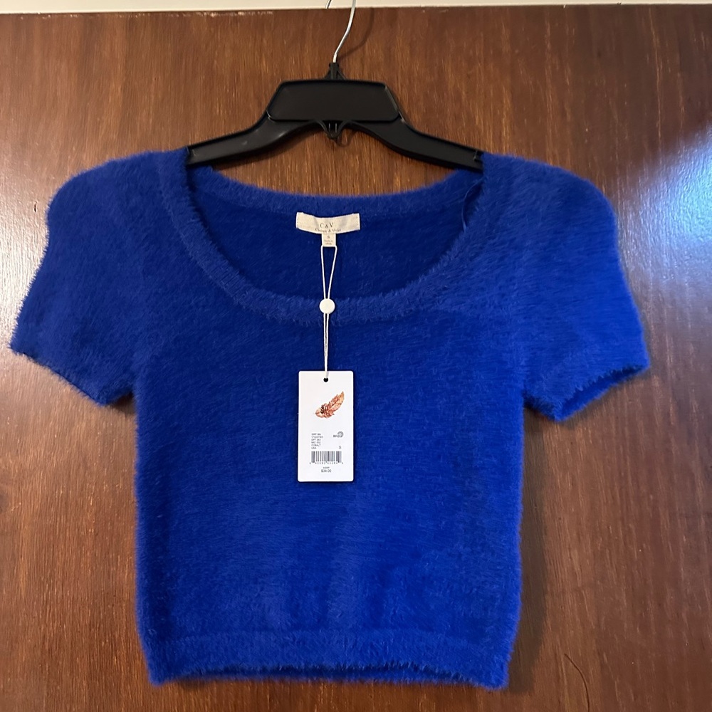Chelsea & Violet deep Blue cobalt Fuzzy Sweater